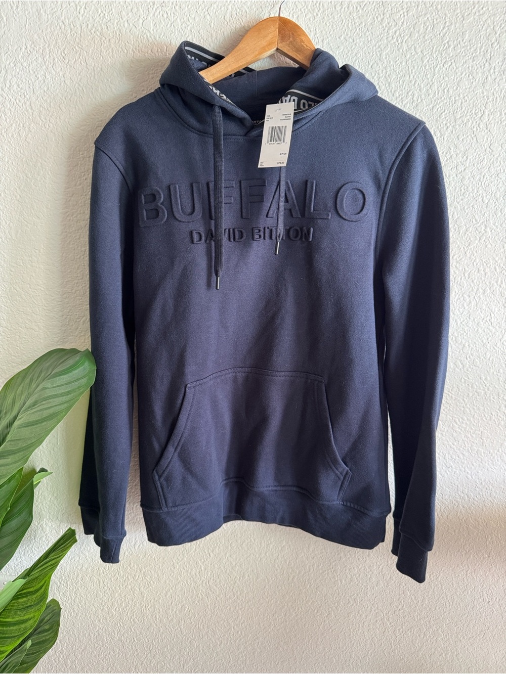 Buffalo David Bitton Navy Embossed Logo Pullover Hoodie